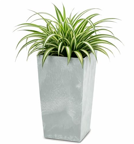 Maceta Alta 26,6 L Prosperplast Urbi Square Effect de plástico con depósito en Color Gris Claro, 50 (Alto) x 26,5 (Ancho) x 26,5 (Profundo) cms