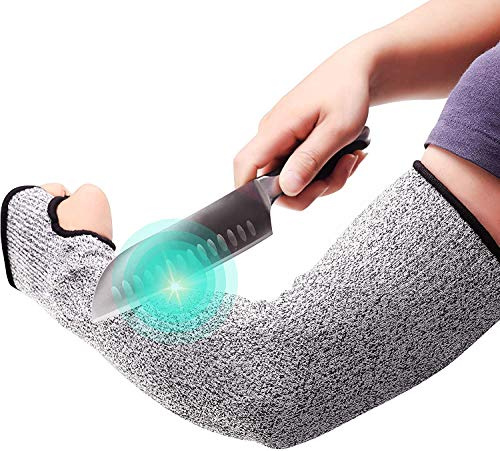 unitron world Cut Resistant Sleeves with Thumb Hole 18 Arm Protection Bite Proof for Thin Skin Anti Abrasion Safety Arm Guard for Garden Kitchen 1 Pair