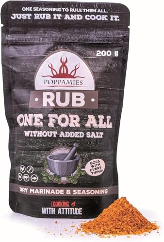 Poppamies One for All BBQ Rub - Allzweck-Gewürzmischung - 100% natürliches und universelles BBQ-Gewürz - Perfekt für Rind, Schwein, Huhn, Fisch und Gemüsegerichte - Große Packung (200g)