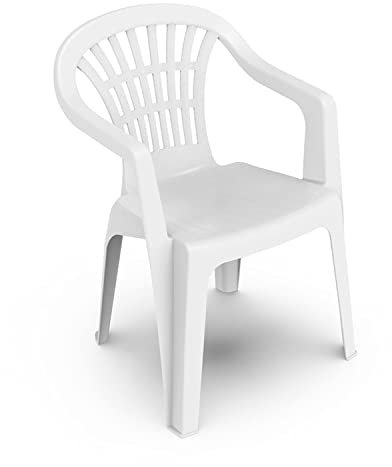 PRO GARDEN Silla Respaldo Bajo Resina Monobloc, Color Blanco, Modelo Lyra