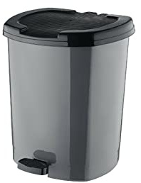 Pedal Bin Kitchen Bathroom Toilet Rubbish Dustbin Plastic (7L, Grey)