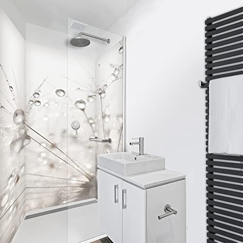WANDFREUDE individuelle Duschrückwand Aluverbundplatte auf Maß (3 Stück - Morgentau - Seidenmatt) – Dusche Wandverkleidung Duschwandverkleidung Duschrückwände