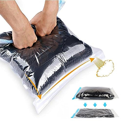 ALMING Compression Bags for Travel - 12 Pack Space Saver Bags - No Vacuum or Pump Needed - Vacuum Storage Bags for Travel Accessories - Transparent