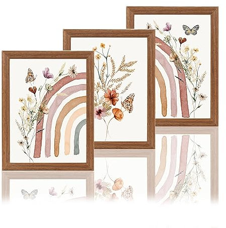 Wenxiaw Bilderrahmen A4 3er Set,Bilderrahmen A4 Holzrahmen 21x30cm Holz Fotorahmen Mdf Rahmen DIN A4 dür Urkunden in Natur,Bilder Kinderzimmer,Poster Kinderzimmer,Bilderrahmen Din A4 Bilderrahmen Set