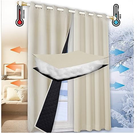 Tende Termiche Invernali per Esterni, W102xL233cm, per Camera da Letto, Gazebo da Giardino, Patio, Impermeabili, Antivento, Oscuranti con Occhiello, 1 PCS