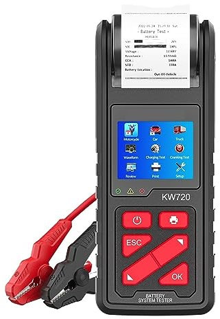 DELURA 6V/12V/24V Motorcycle Car Truck Battery Tester With Built-in Printer Battery Analyzer Charging Cranking Test Tools