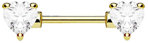 Taffstyle Piercing Schmuck Brustwarzenpiercing Brustwarze Stab Herz mit Kristallen für Brust Nippel Ohr Intim