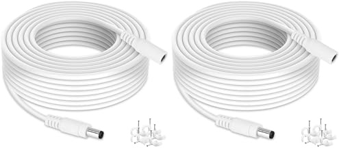 Cavo di Prolunga 12 Volt Lonnky 5 Metri per Telecamere CCTV (TAPO, Reolink), Luci LED Govee, Deco, Router TP-Link, Cavo Alimentazione 18 AWG 5,5 mm x 2,1 mm Maschio/Femmina - 2 Pezzi Bianco