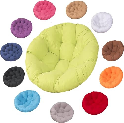 DEVINK Papasan Sessel Kissen Sitzauflage, Rundes Bodenkissen Dicke Stuhlkissen Bequem & Weich Sitzkissen Hängesessel Krabbeldecke Für Indoor Outdoor Garten Stuhlauflage(150x150cm,Green)