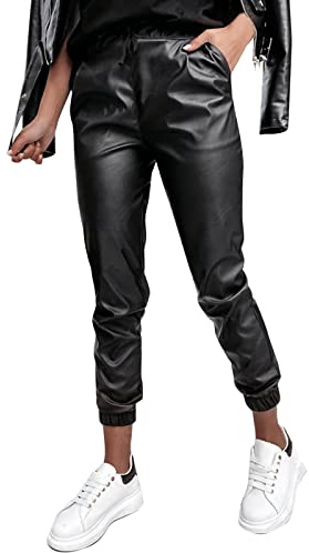 Chnnamzu Lederhose Damen Lederhosen Damen Leder Hosen Damen Kunstleder Hosen Damen Kunstlederhose Damen Lederhose Lederhose Damen Schwarz Lederimitat Hose Damen Lederhose Damen High Waist