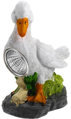 Milisten Outdoor-Solartier-Rasenlampe aus Kunstharz (Ente) Tierskulptur Gans Figur Ornament gartenskulptur solar gartenbeleuchtung Sonnenlicht solarbetrieben Schmuck