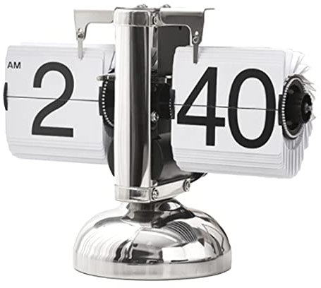 Retro Flip Uhr, Digital Klappuhr mit Quarz-Uhrwerk, Minimalistische Mechanische Auto Flip Clock, Vintage Tischuhr für Wohnzimmer Büro Dekoration Sammlung (White)