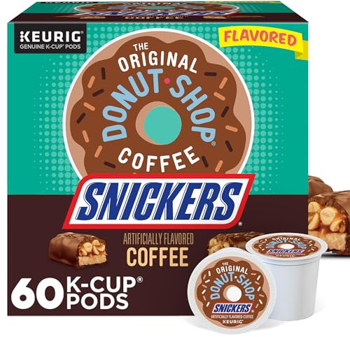 The Original Donut Shop Snickers Coffee, Keurig Single Serve K-Cup Pods, Flavored Coffee, 60 Count, (6 Packs of 10)