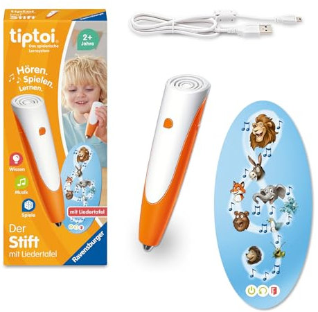 Ravensburger tiptoi Stift mit Liedertafel 00233 - Das spielerische Lernsystem, Lernspielzeug für Kinder ab 2 Jahren - Mit tiptoi Stift