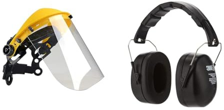 Oregon - Visière de Protection Ajustable en Polycarbonate, Protection du Front & 3M Casque Antibruit Pliable 90563E, protection auditive confortable recommandée pour des niveaux de bruit compris