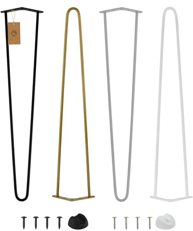 MORIA DESIGN 4er Set Hairpin Legs 71 cm Gold Metall Möbelfüße Möbelbeine | Metall, höhenverstellbar, industrielles Design, für Tisch, Schrank, Hocker, Nachttisch, Couchtisch, Kommode, Möbelbau DIY