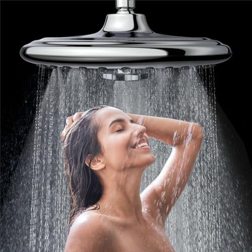 JINYOMFLY Soffione Doccia a Pioggia 25CM Grande, 7 Modalità, Alta Pressione, Rotondo Fisso, Cromo