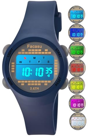 Facasu Orologio Digitale Bambini Bambine, Orologio Ragazzi Ragazze Sportivo per Esterni Impermeabile, Colorato con Luce e Cronometro Sveglia Regalo Bambini Bambine Ragazzi