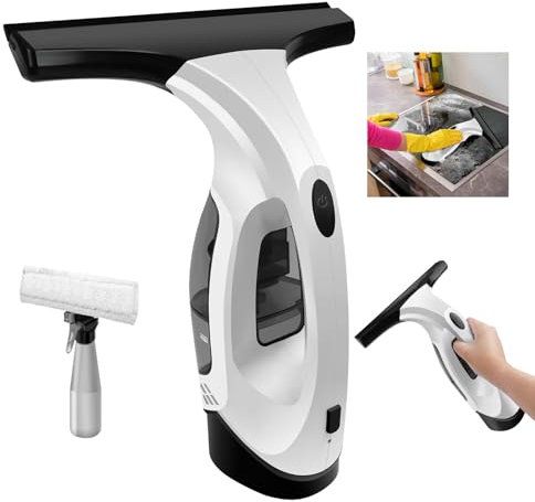 HSHa Multipurpose Window Squeegee, 3 in 1 Cordless Window Vac Rechargeable, 28cm Squeegee and 150ml Water Tank, Window Cleaning Kit Condensation Vacuum for Windows, Mirrors, Showers