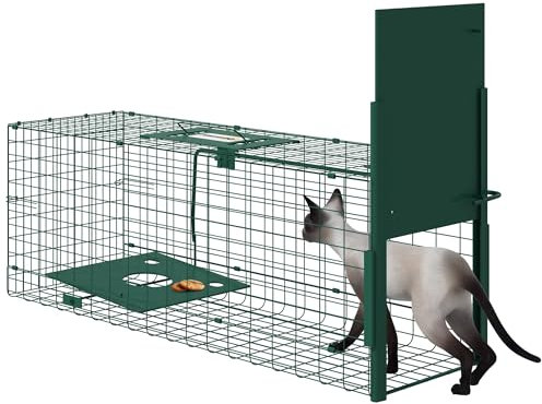 Outsunny Piège de Capture piège Vivant piège d'animaux en Acier Avec 1 entrée pour Les Rats, putois, belettes, loirons et lièvres Dim. 80L x 25l x 30H cm Vert foncé