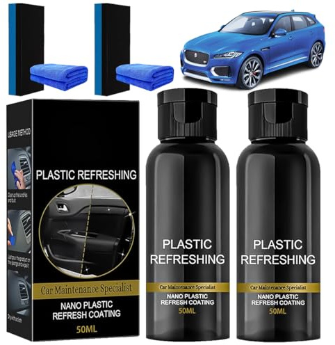 phxdance Plast Uppfriskande bil (50 ml x 2 – premium bil interiör rengöringsmedel & bilar plast uppfriskande bil-plastdelar renoveringsmedel mot repor, plastdelar kristallinbeläggning