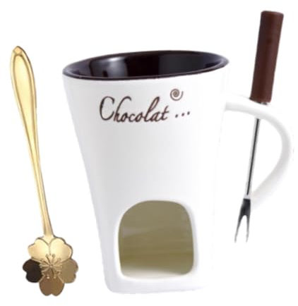 FytStycale Tasse à fondue au chocolat Ensemble de casseroles à fondue Anniversaire Réchauffeur de beurre au caramel Dessert à fondre au fromage Tasse à fondue au, Blanc