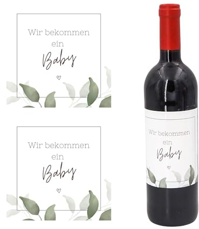 MilaBoo Flaschenetikett 11 x 11 cm – Baby Motiv – für Sekt, Wein & weitere Flaschen – dekoratives Weinetikett – Made in Germany