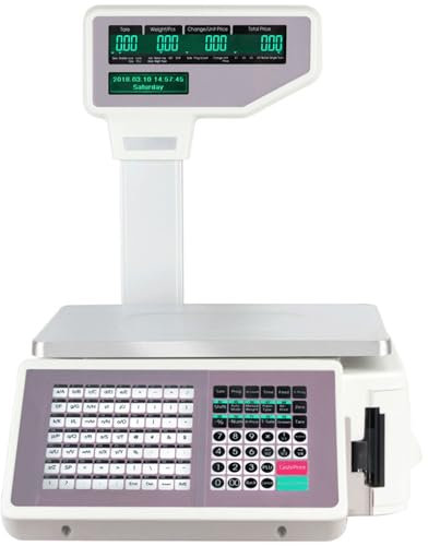 Bilancia for stampa di etichette commerciale,bilancia for calcolo digitale dei prezzi con stampante termica for etichette,display LCD fronte-retro da 30kg/60 libbre,for negozio al dettaglio alimenti