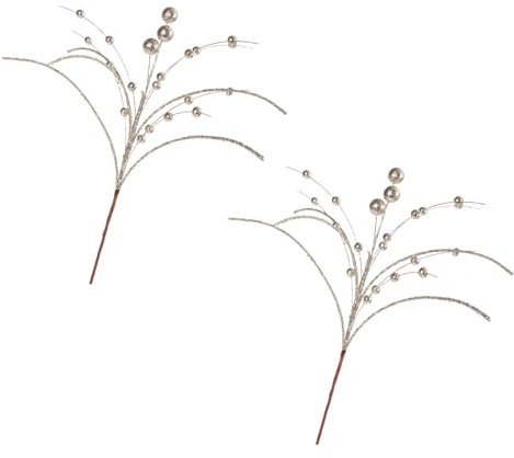 Ukbzxcmws 2 ramas de bayas de acebo de Navidad, tallos de bayas de acebo, decoración de plantas de Navidad para fiestas de Navidad