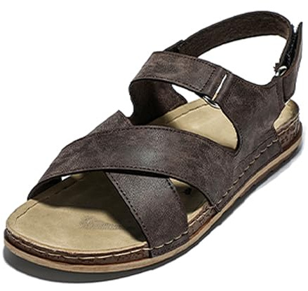 JOMIX Confortable Sandale Homme à Scratch Sandales de Plage Hommes Chaussures d'été Réglable Confortables pour Mer Plage et Randonner Fabriqué en Italie (Marron, 41)