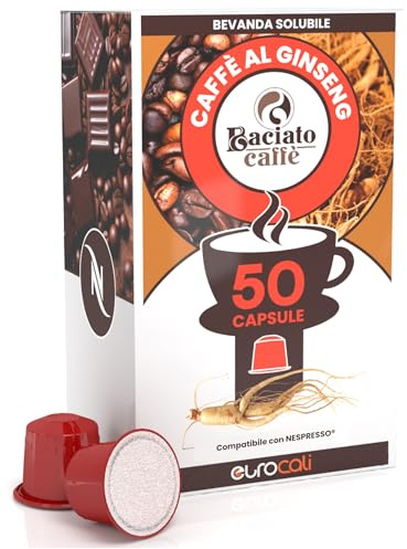 50 Capsule Ginseng Compatibile con Nespresso per Baciato Caffè Bevanda Solubile Linea Passione