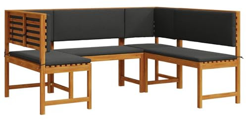 vidaXL Gartenbänke Set 3 pcs Braun Massivholz Akazie, Rustikales Gartenbank-Set, Möbel für draußen, rechteckige Akazienholz-Sitzgruppe, Tisch für die Terrasse