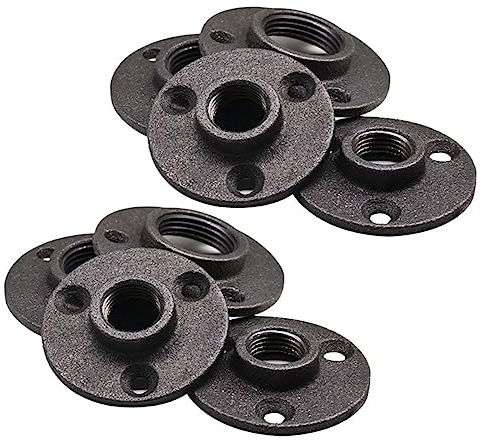 DOITOOL 10piezas Brida De Suelo Maleable Orificios Herrajes De Hierro Brida Roscada Montaje Pared