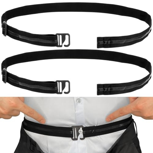 PZJOALN Hemd halter herren, Hemdschnalle mit verstellbarem, elastischem Hemdhalter, Hemd halter, Herren-Business-Hemden im Hosenbund verstaut für einen sauberen Look (2er-Pack, Schwarz)