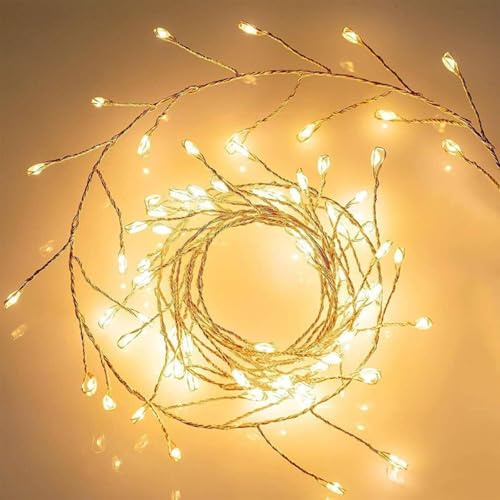KOBOKO Feuerwerkskörper Lichterkette Innen Außen, 1,5M 50 LED Lichterkette, Warmweiß Lichterketten Batteriebetrieben, Dekorative Lichter für Schlafzimmer,Garten,Weihnachten,Hochzeit,Party Dekoration