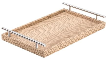 Amagogo Plateau de Service Rectangulaire Polyvalent Décoratif pour Table Basse, 40 X 25 X 5,8 Cm, avec Poignées En Métal, pour Salon