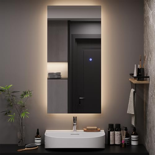 Vicco Badezimmerspiegel Miral, Glas, 100 x 50 cm | mit Backlight Beleuchtung, zur Wandmontage mit integrierter LED-Beleuchtung