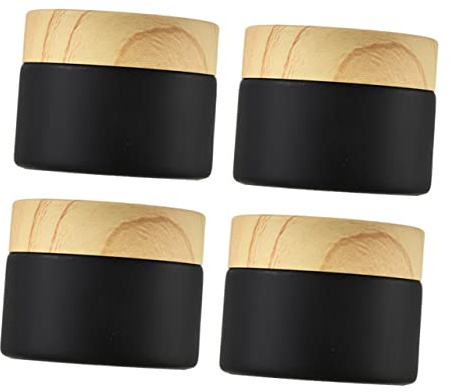 TOGEVAL 4Pcs Cosmetic Jars 5G Small Makeup Sample Containers Refillable Travel Portable Empty Glass Jars with Lids for Cream Lotions Lip Balm Makeup Storage Containers