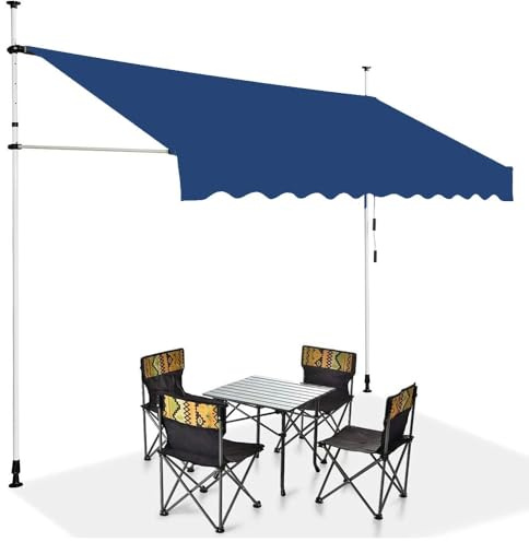 Tessuto di ricambio per tenda da sole retrattile, colore blu scuro, per tende da giardino da 3 m a 4,9 m (200 x 200 cm), tela resistente alle intemperie