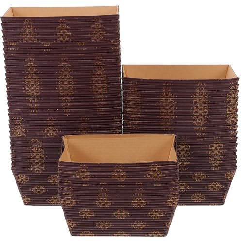 TOBBOMEY Molde De Papel Rectangular Pequeño Para Pan, Bandeja Desechable Antiadherente, Resistente Al Horno, Apto Para Repostería y Comidas Caseras, Pack De 50 Unidades