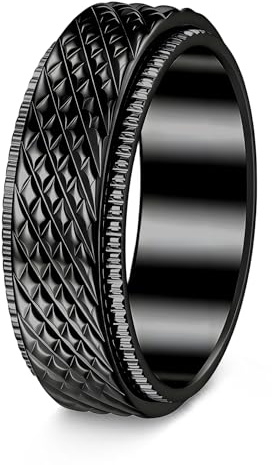 Mens Fidget Rings Spinner Anxiety Ring for Men Stress Ring Glossy Black 10