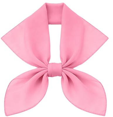jerbro Seidentuch Damen Chiffon Halstuch Einfarbig Bandana Kopftuch Geschenk für Frauen Mädchen Halloween Karneval Kostüm Zubehör (Rosa, 65 * 65cm)