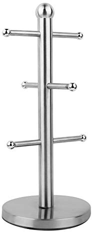 Portabicchieri in acciaio inossidabile a forma di albero, organizer portabicchieri, design salvaspazio a 3 rami con base ponderata, porta tazze da tè per piano di lavoro della,