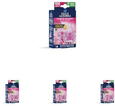 Felce Azzurra - Diffusore Elettrico Fiori di Ciliegio e Peonia, Profumatore per Ambienti con Oli Essenziali, Diffusore Profumo Ambiente Dura a Lungo (100 Giorni), Diffusori Profumatori 20 ml, Pack Eco