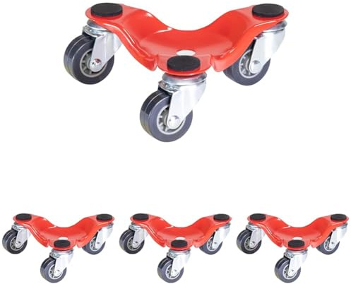 WAGNER Transportroller Transporthilfe I Industriestahl 16 x 16 x 6 cm, Tragkraft 60 kg I Möbelroller für Umzüge I 3 Rollen I Anti-Rutsch-Pads I Lastenroller flexible Anwendung für Möbel und Großgeräte