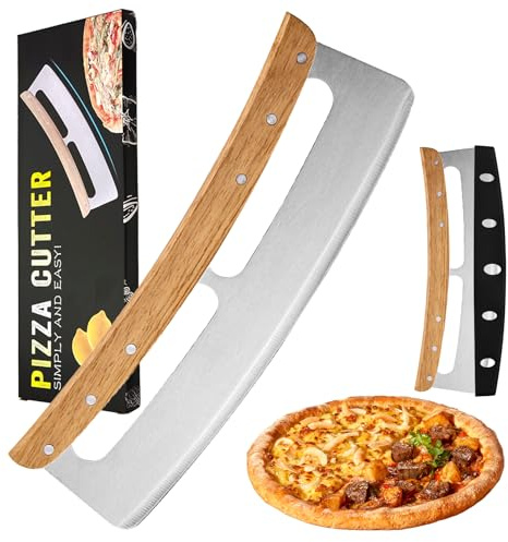 Coupe Pizza – Grand Couteau Pizza en Acier Inoxydable avec Couvre-Lame, Compatible Lave-Vaisselle, Convient pour Pizzas, Gâteaux (35 cm)