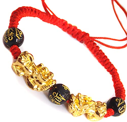HLTYGWX Feng Shui-Armband, Armband, Feng-Armband, Reichtum/Pi Yao, für Damen und Herren, Mantra-Perlen mit sechs Charakteren, rote Schnur, zur Abwehr böser Geister