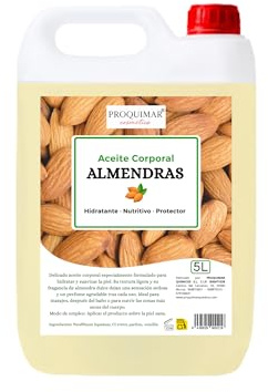 Aceite Corporal con Aroma de Almendras Dulces – Formato Profesional – 100% Hidratante Corporal, Masajes y Cabello –Piel Suave Y Nutrición Profunda (5 Litros)