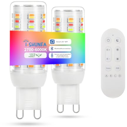 G9 LED RGBCW Dimmbar Lampen Mit Fernbedienung und APP Control,2 Pack | Bluetooth Glühbirne,Mehrfarbrige,AC 230V,2700K-6500K,Helligkeit Einstellbar 1%-100%,4W 400LM,mit Musiksynchronisation