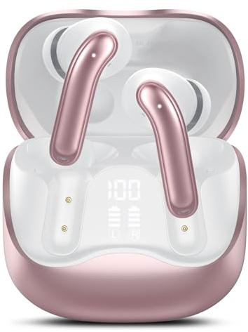 Bluetooth Kopfhörer mit Hybride Aktive Geräuschunterdrückung, In Ear Kopfhörer Kabellos Bluetooth 5.4, 6Mic, 49Std. Wiedergabe, kraftvoller Bass, 8 EQ-Modi, APP-Steuerung, kabelloses Laden, Multipoint